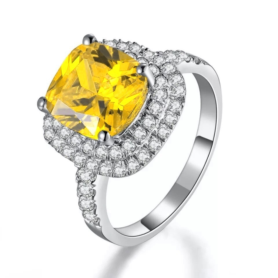 انگشتر تک نگین نقره مربع R479b