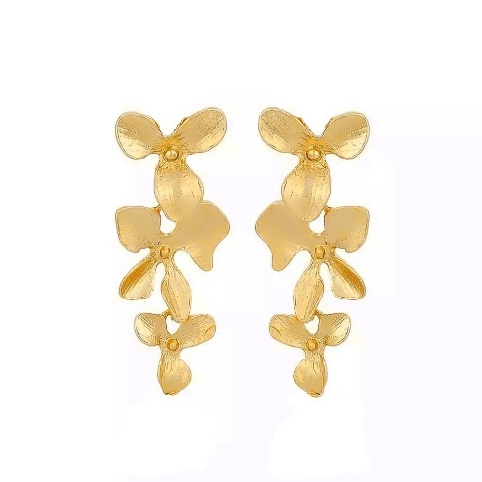 گوشواره گل ارکیده نقره دست ساز E756