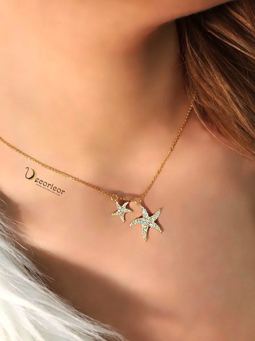 گردنبند ستاره دریایی نقره رنگ طلایی n772
